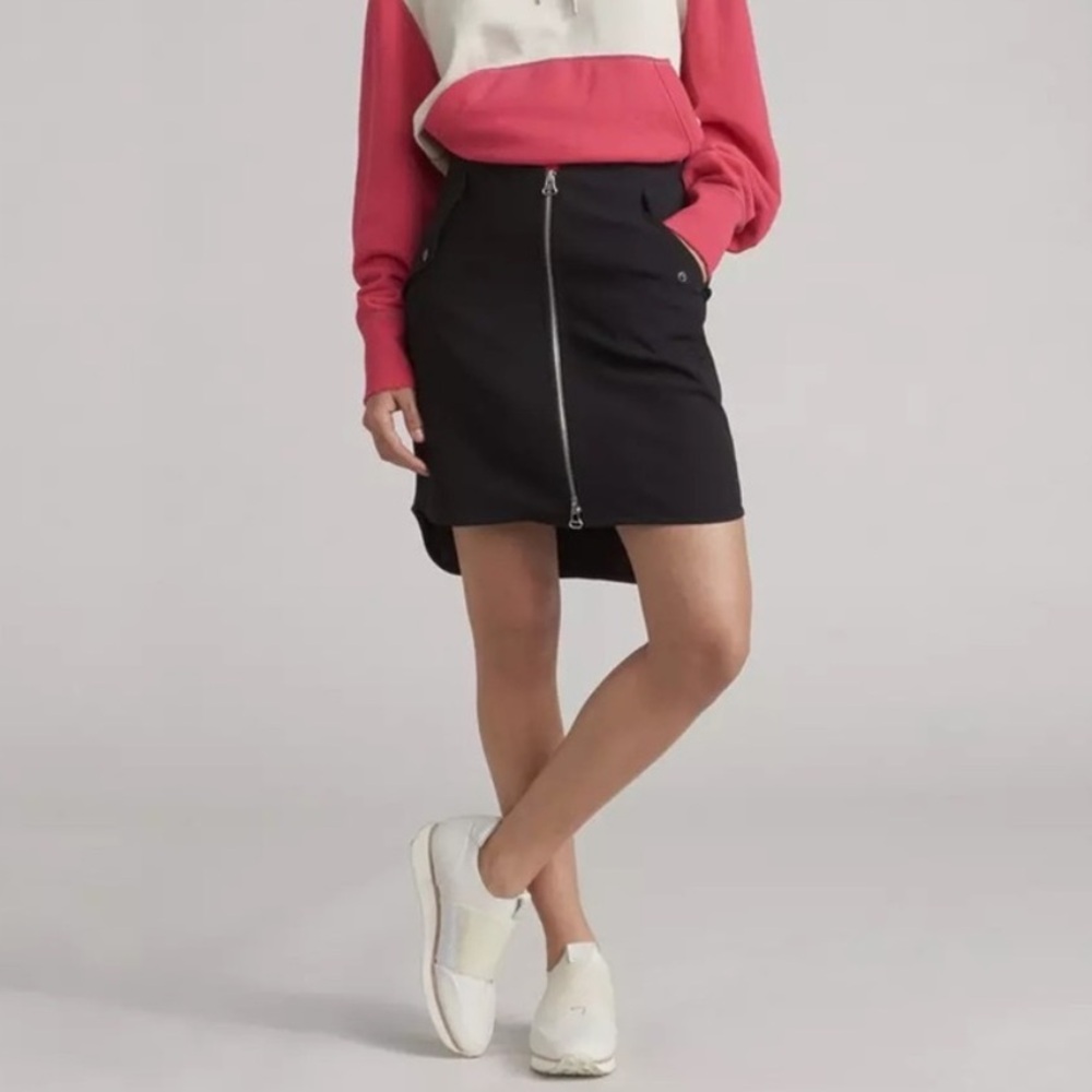 Rag & Bone Maverick Zip Front Black Mini Skirt Moto Pockets Size 8